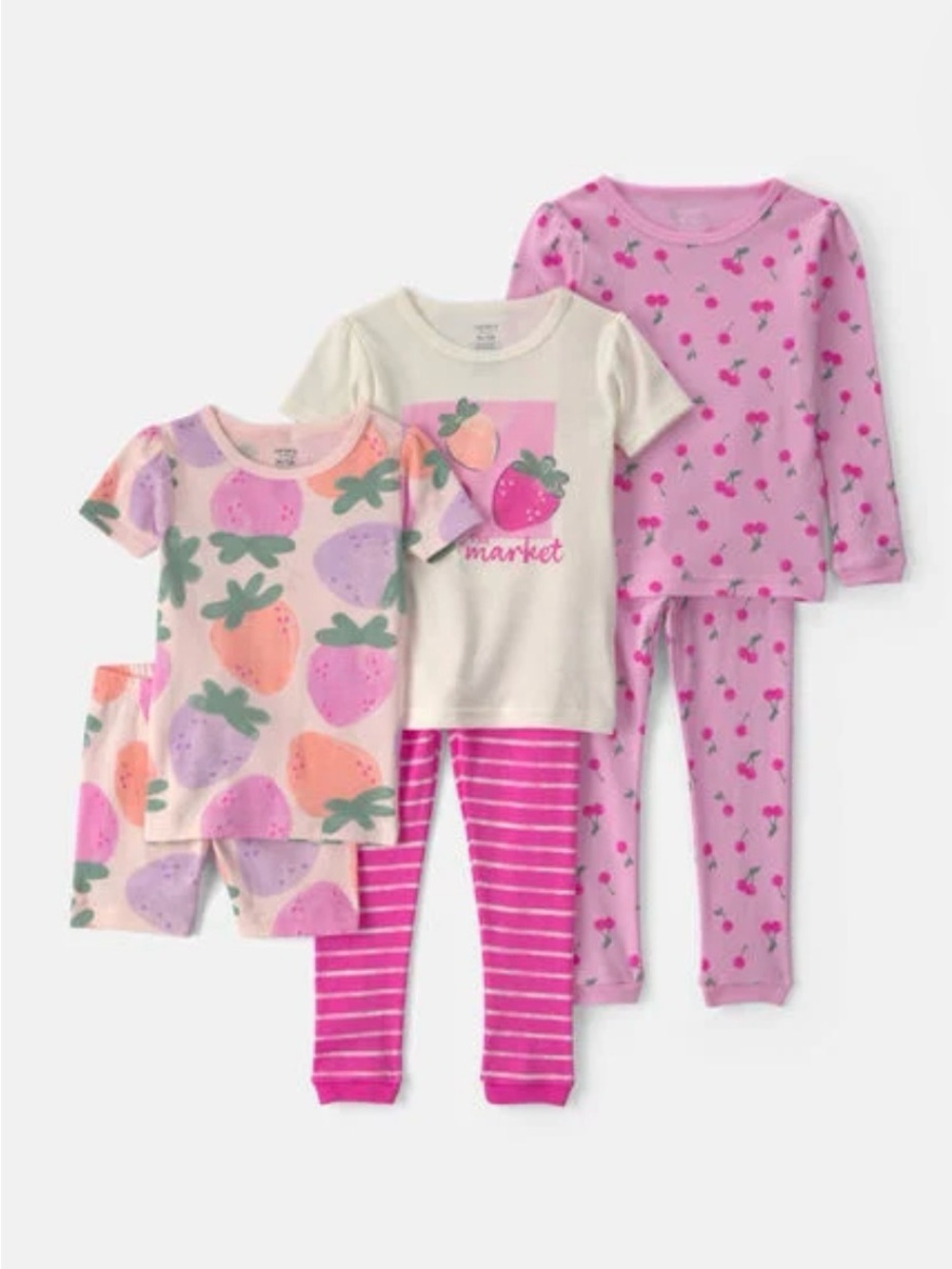 Carters Girls' Strawberry & Cherry 6-Piece Pajama Set - Pink